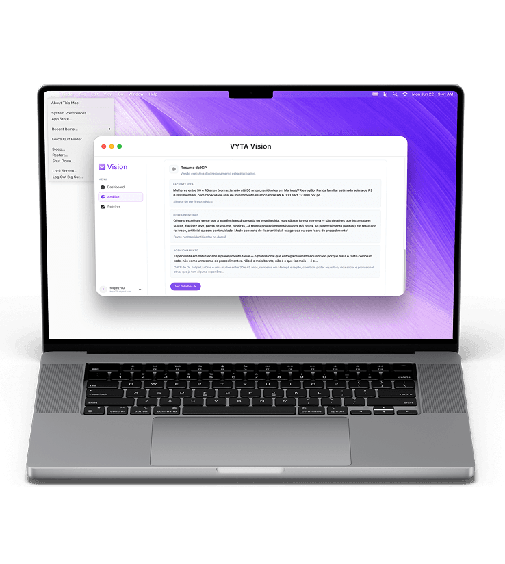 Mockup VYTA Vision: estrutura e estratégia