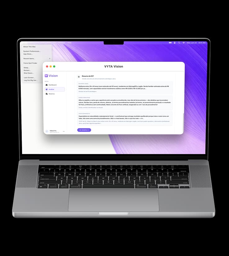 Mockup VYTA Vision: estrutura e estratégia